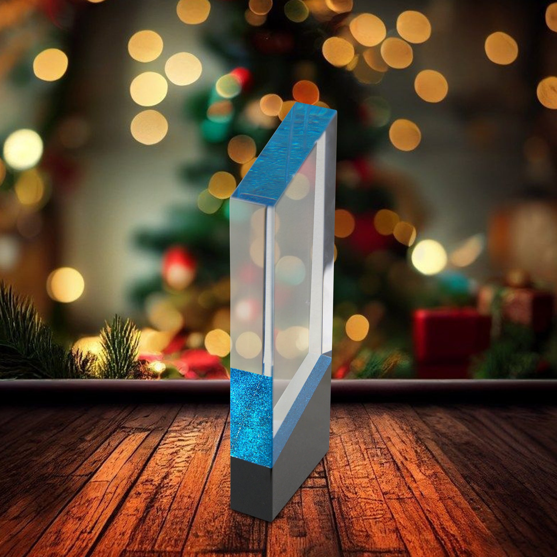 Crystal Award with Blue Glitter Edge