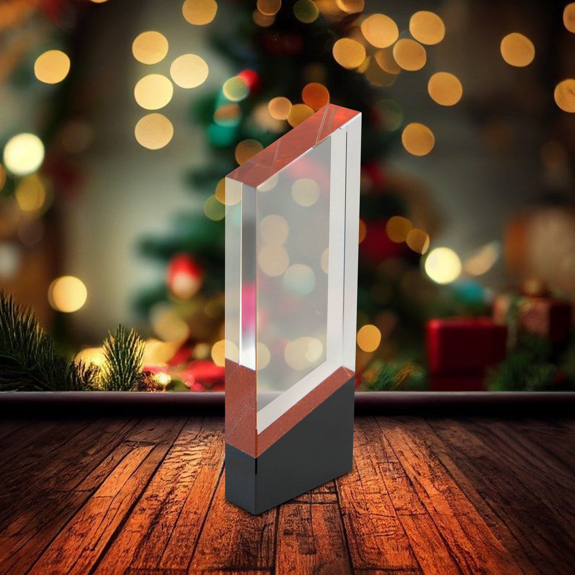 Crystal Award with Blue Glitter Edge