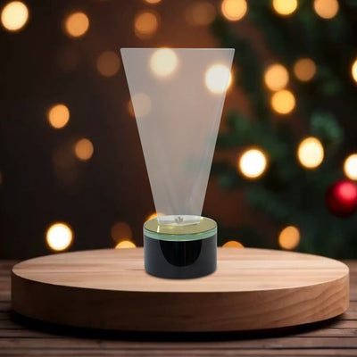 Crystals Award Display, Black Circular Base with a Gold Ring on Top