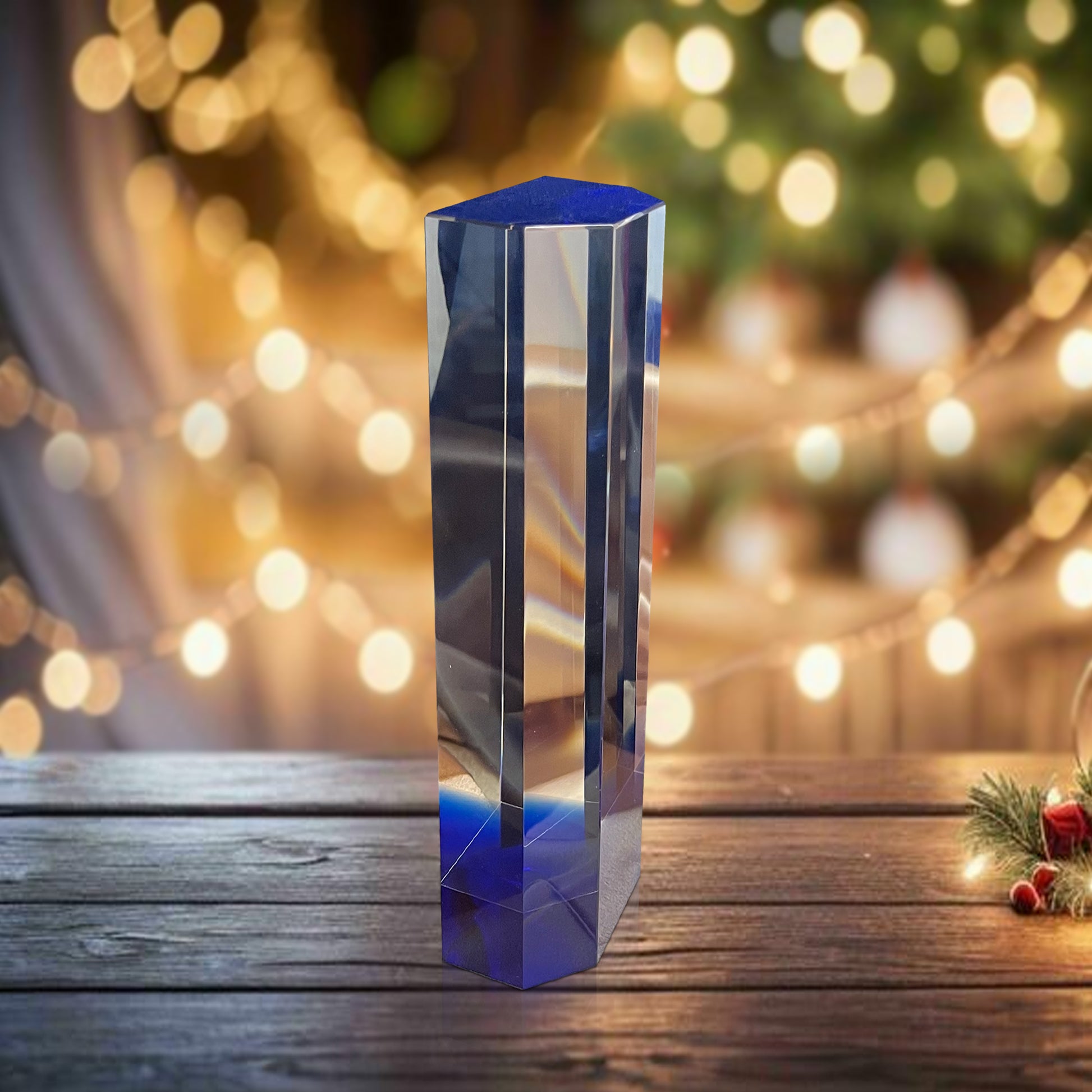 Modern Blue and Clear Prism Trophy Award