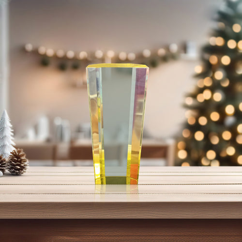 Modern Yellow and Clear Prism Trophy Award