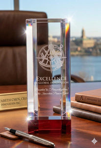 Modern Red and Clear Prism Trophy Award